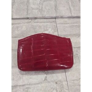 Givenchy Paris Medium Red Croc-Embossed Leather Pouch 7" x 4.5"